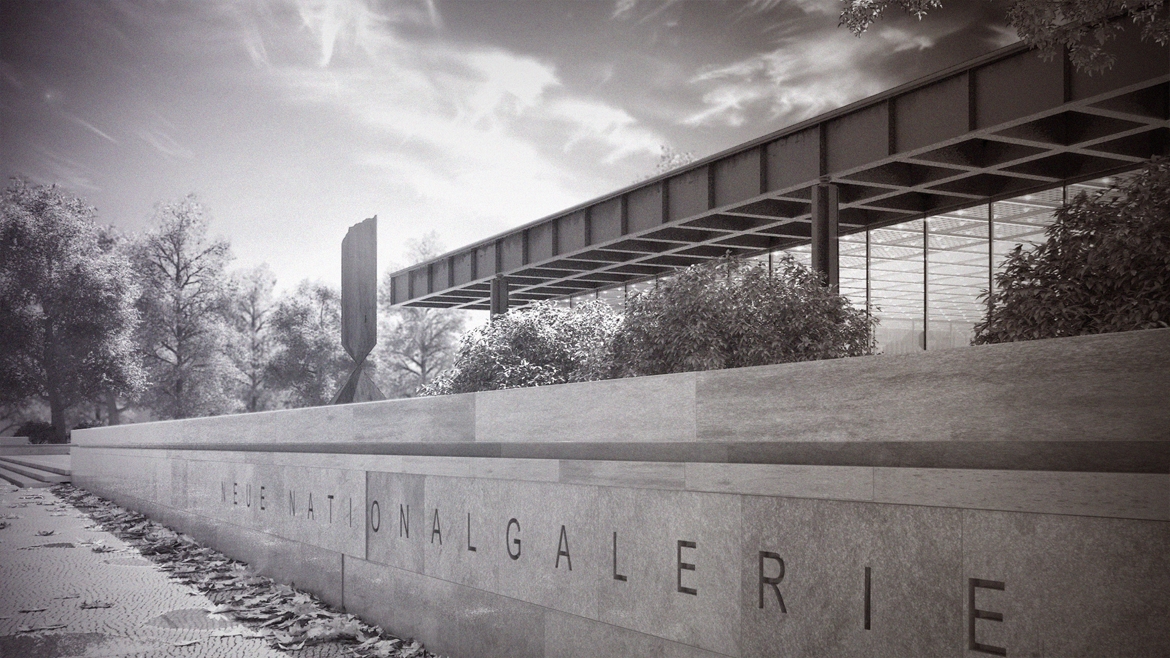 Neue Nationalgalerie 3d mies van der rohe